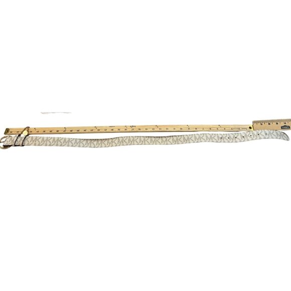 Michael Kors Logo-Print Belt With Gold-Tone Buckle & Chain Accent Size Medium - Picture 4 of 7